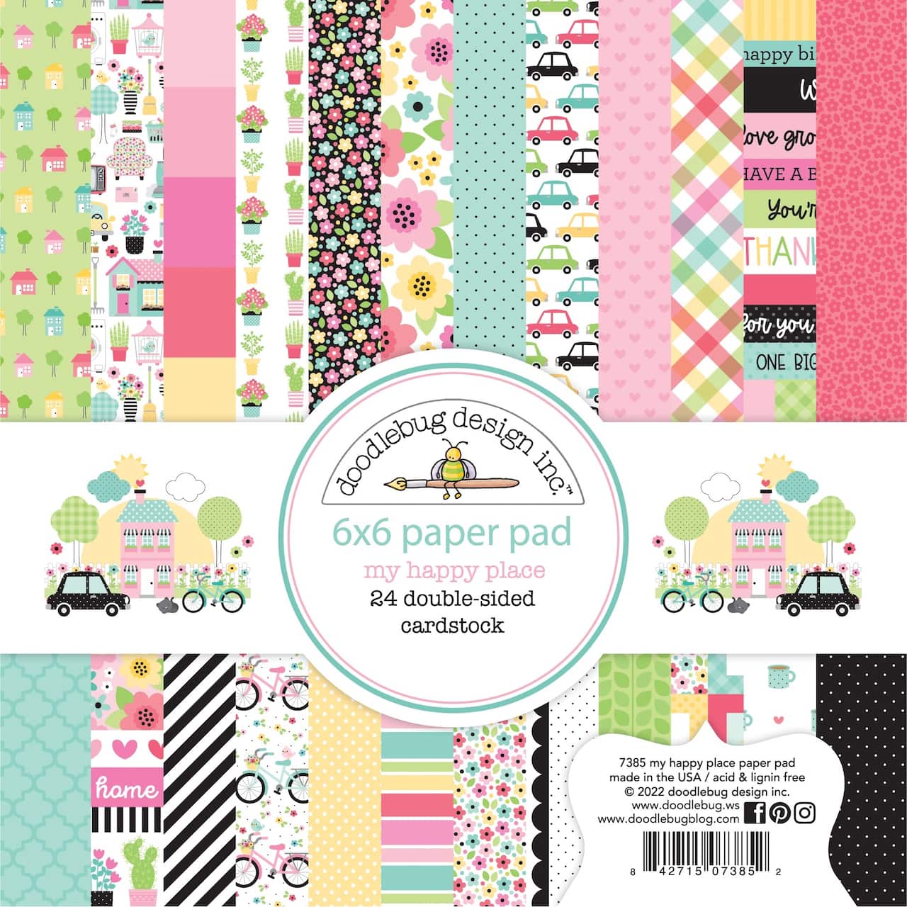 Doodlebug Design™ My Happy Place Double-Sided Cardstock Pad, 6" x 6"